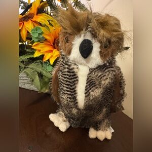 Plush Owl Toy - Brown and White